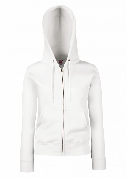 Fruit of the Loom Lady-fit Premium Hooded Sweat Jacket, weiß