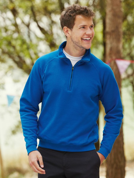 Fruit of the Loom Classic Zip Neck Sweat, royal