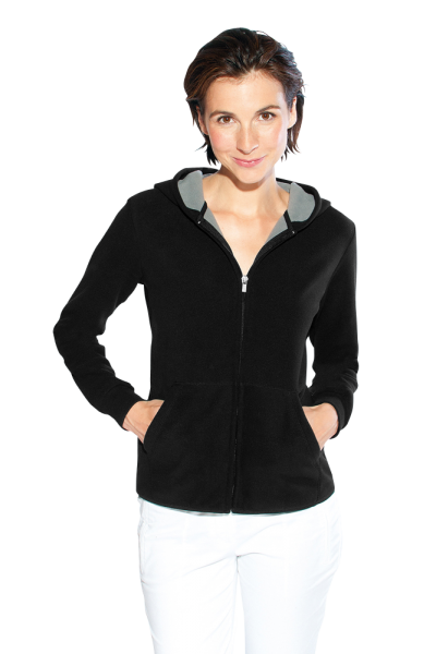 Promodoro Women’s Hooded Fleece Jacket, black-light grey