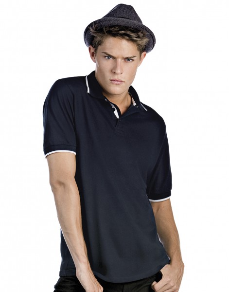 B&C Safran Tipped Polo, navy/white