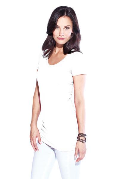 Promodoro Women’s Slim Fit V-Neck-T Long, white