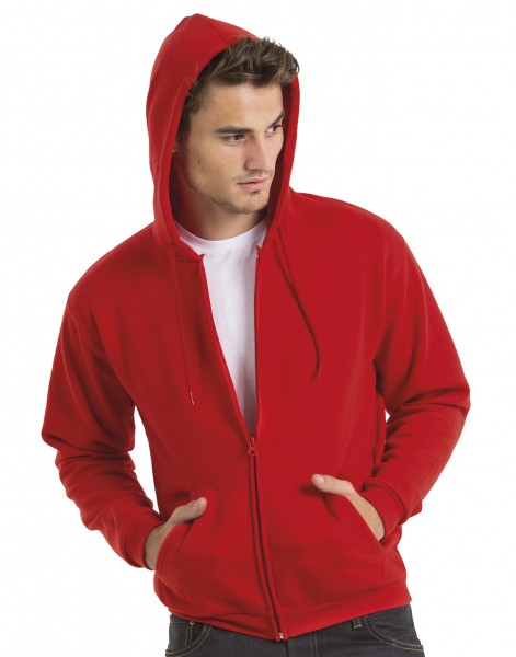 B&C ID.205 Hooded Sweat Jacket 50/50, red