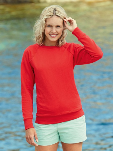 Fruit of the Loom Lady-fit Lightweight Raglan Sweat, rot