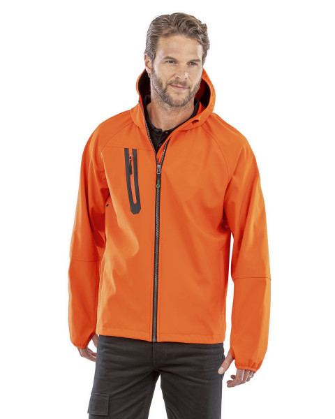 3-Layer Recycled Printable Hooded Casual Softshell Jacket