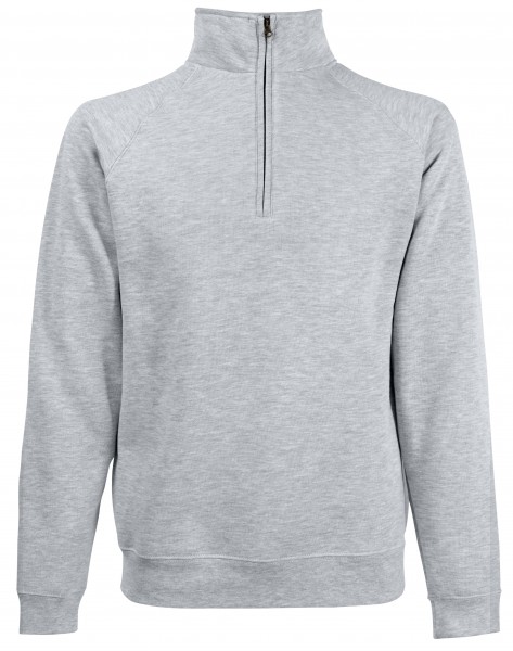 Fruit of the Loom Classic Zip Neck Sweat, graumeliert