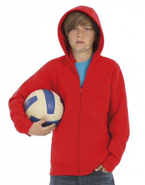 B&C Hooded Full Zip /kids, red