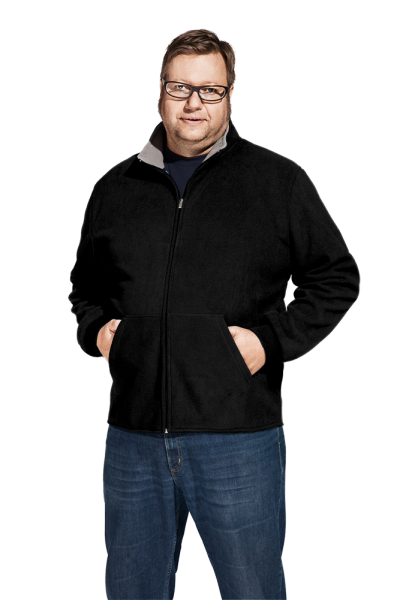 Promodoro Men’s Double Fleece Jacket, black-light grey