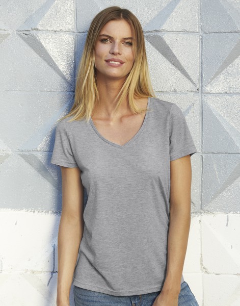 B&C Triblend V-Neck T-Shirt /women, heather light grey