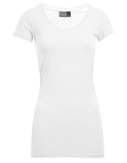 Promodoro Women’s Slim Fit V-Neck-T Long White