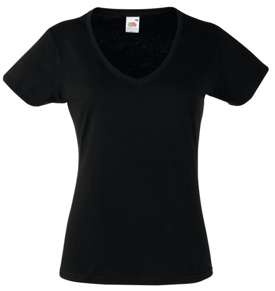 Fruit of the Loom Lady-fit Valueweight V-neck T, schwarz
