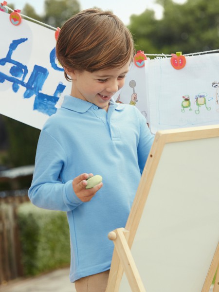 Fruit of the Loom Kids 65/35 Long Sleeve Polo, pastellblau