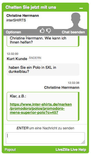 interSHIRTS LiveChat